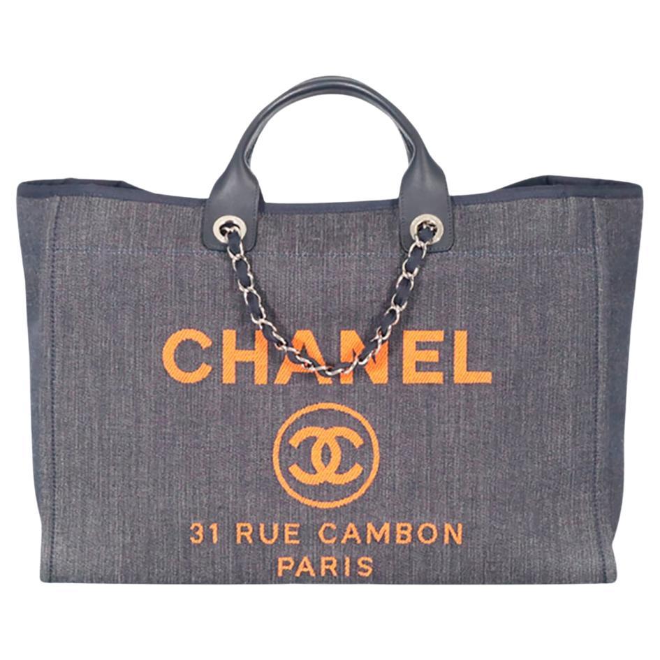 Chanel 2017 Deauville Large Canvas And Leather Tote Bag