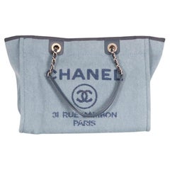 Chanel 2017 Deauville Small Canvas And Leather Tote Bag