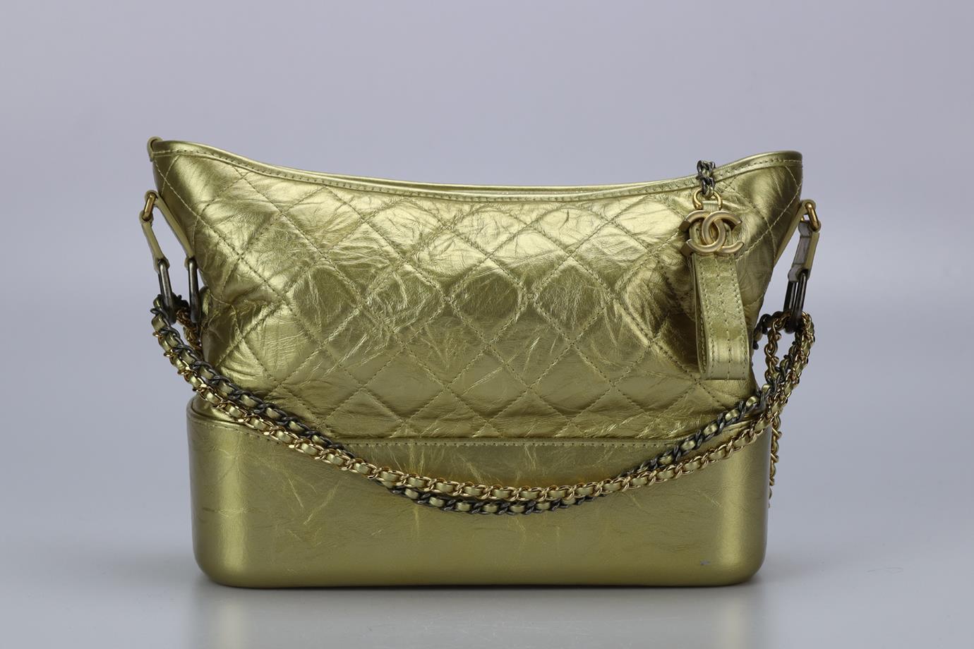 Chanel 2017 Gabrielle Large Quilted Leather Shoulder Bag. Gold. Zip fastening - Top. Comes with - dustbag and authenticity card. Length: 10.6 in. Width: 7.8 in. Depth: 3.9 in. Strap drop:17.7 in. Condition: Used. Very good condition - Few light