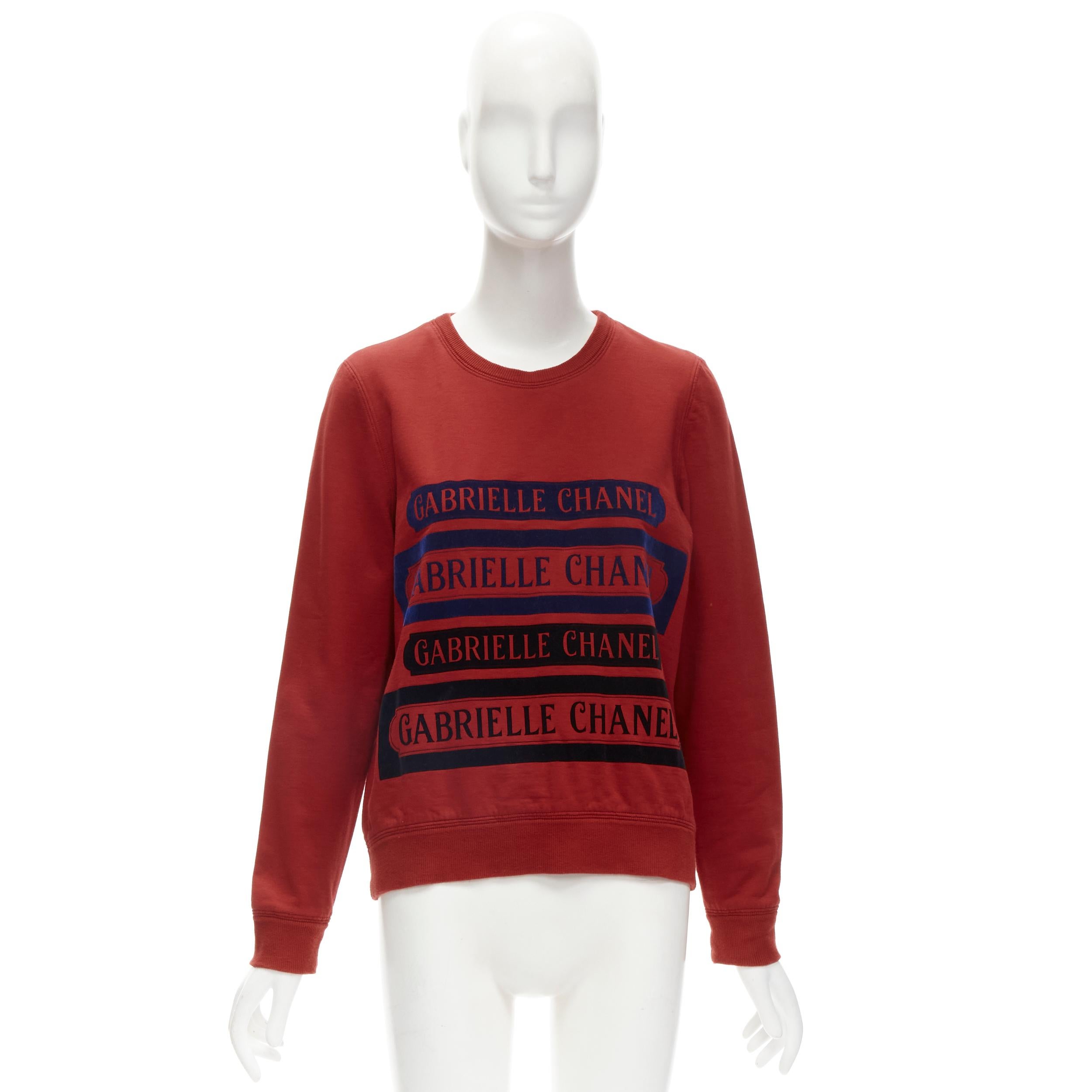 CHANEL 2017 Gabrielle velvet print red cotton fleece sweatshirt pullover FR40 M For Sale 5