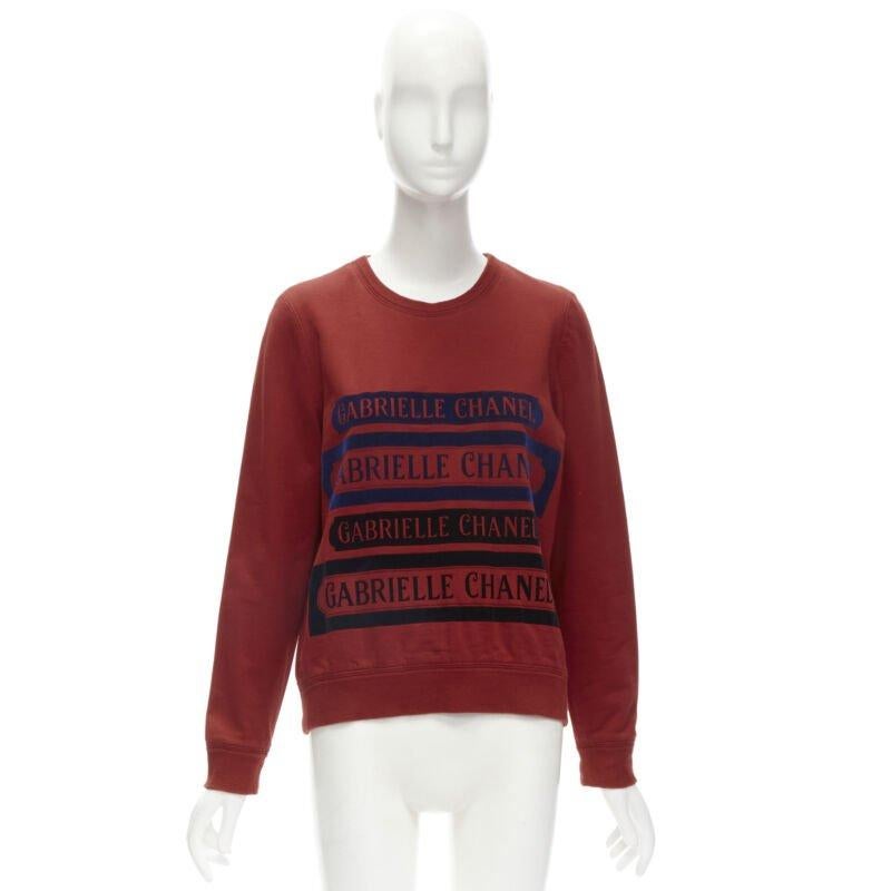 CHANEL 2017 Gabrielle velvet print red cotton fleece sweatshirt pullover FR40 M For Sale 5