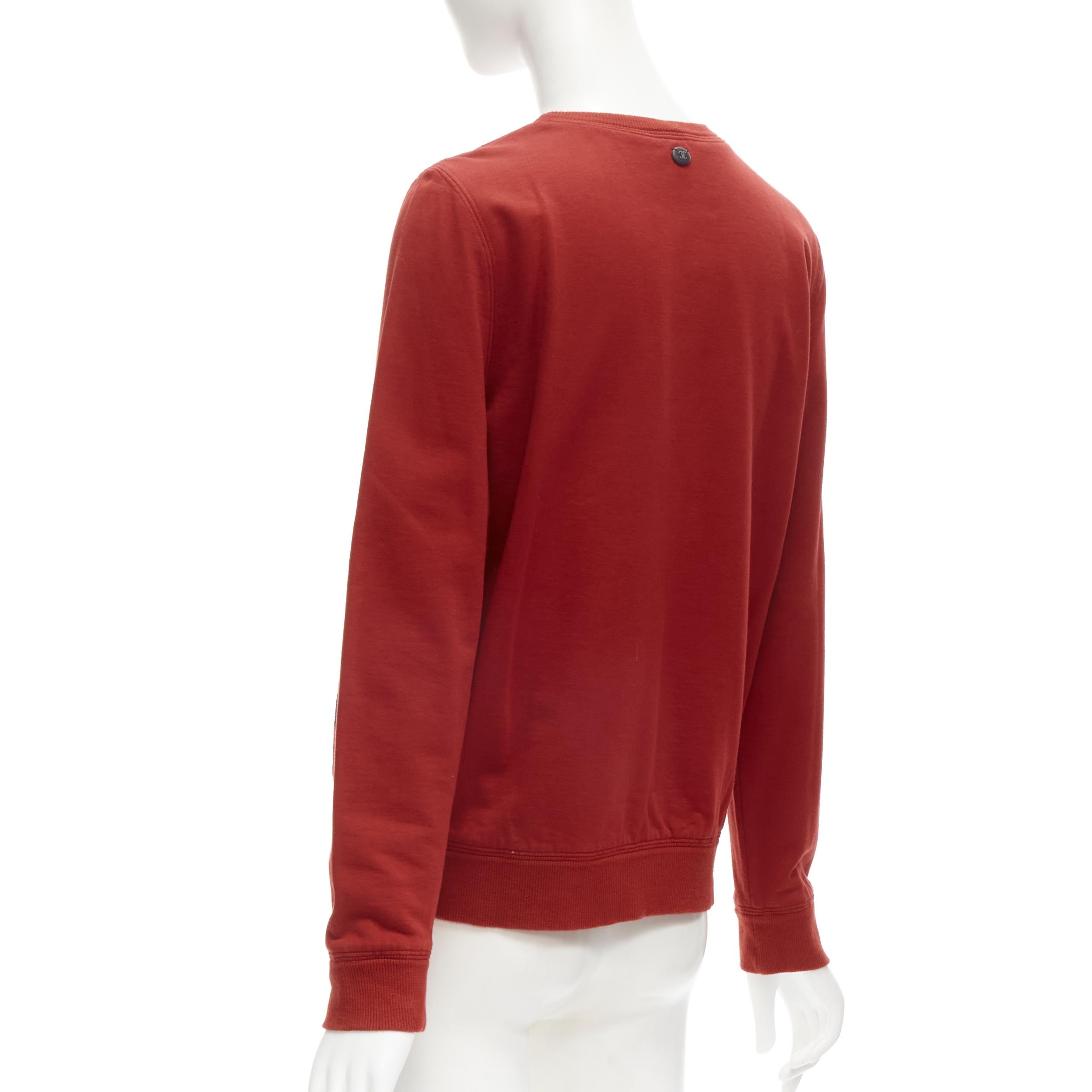 CHANEL 2017 Gabrielle velvet print red cotton fleece sweatshirt pullover FR40 M For Sale 1