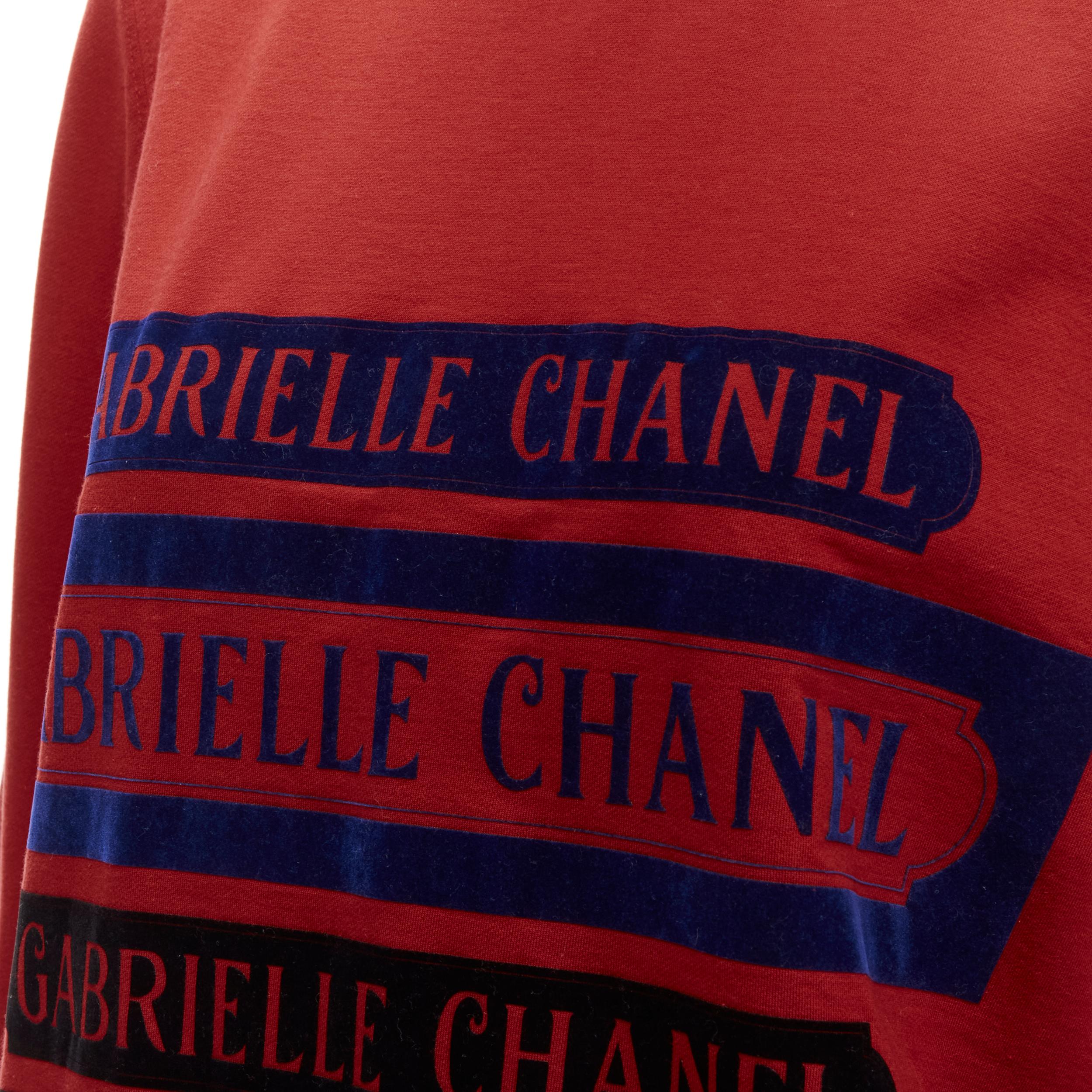 CHANEL 2017 Gabrielle velvet print red cotton fleece sweatshirt pullover FR40 M For Sale 2