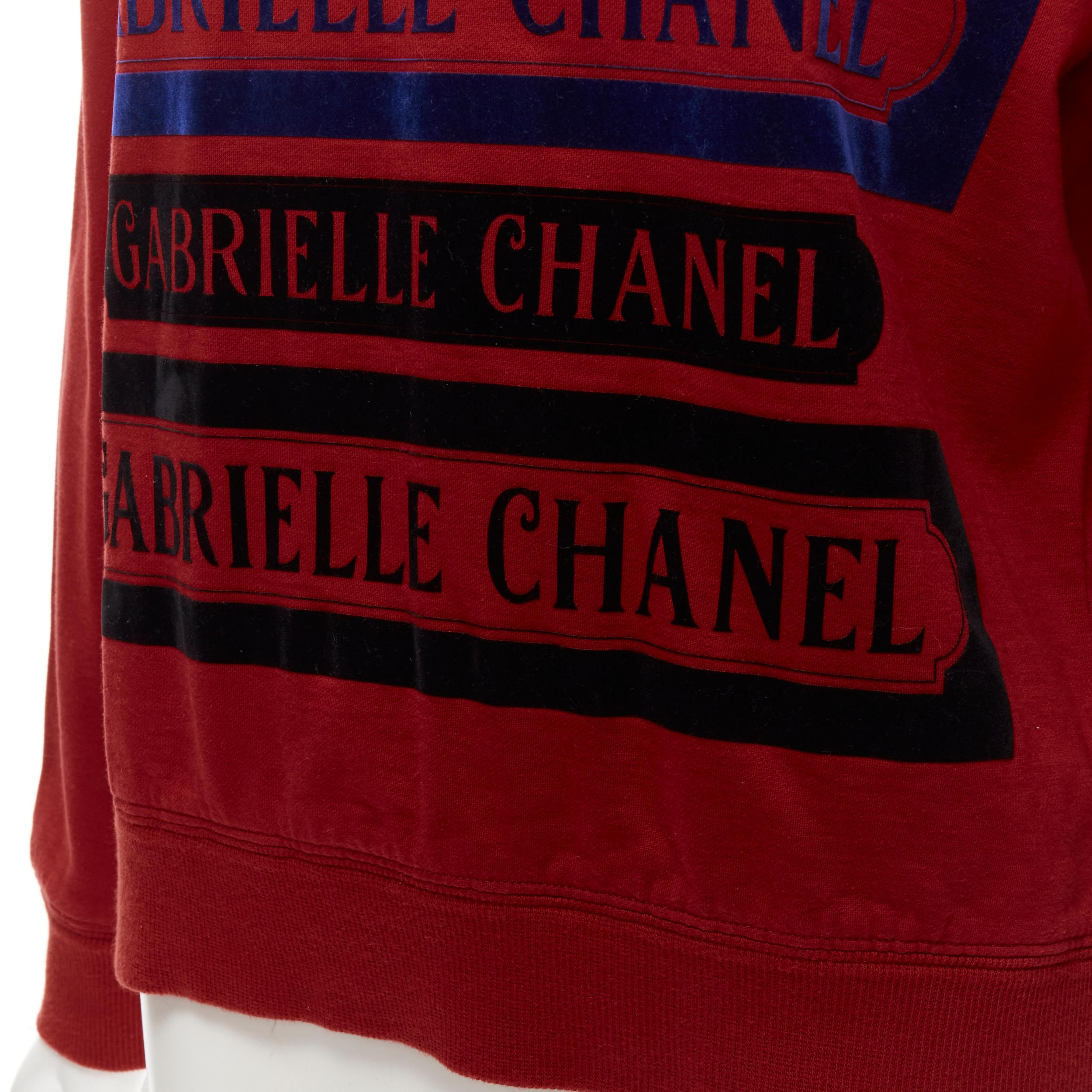 CHANEL 2017 Gabrielle velvet print red cotton fleece sweatshirt pullover FR40 M For Sale 3