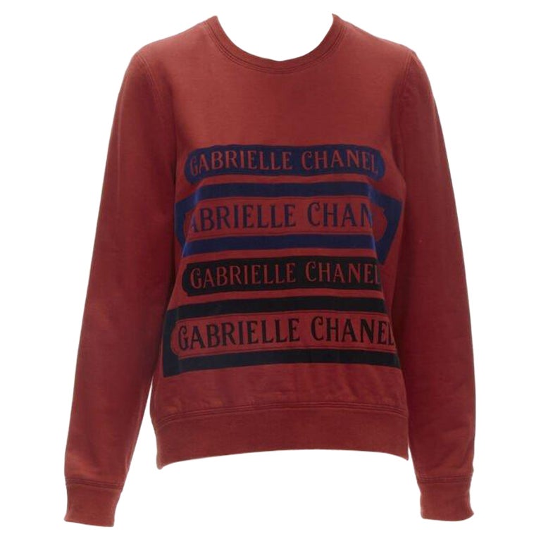 CHANEL 2017 Gabrielle estampado de terciopelo sudadera roja de algodón polar jersey FR40 M