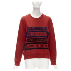 CHANEL 2017 Gabrielle velvet print red cotton fleece sweatshirt pullover FR40 M