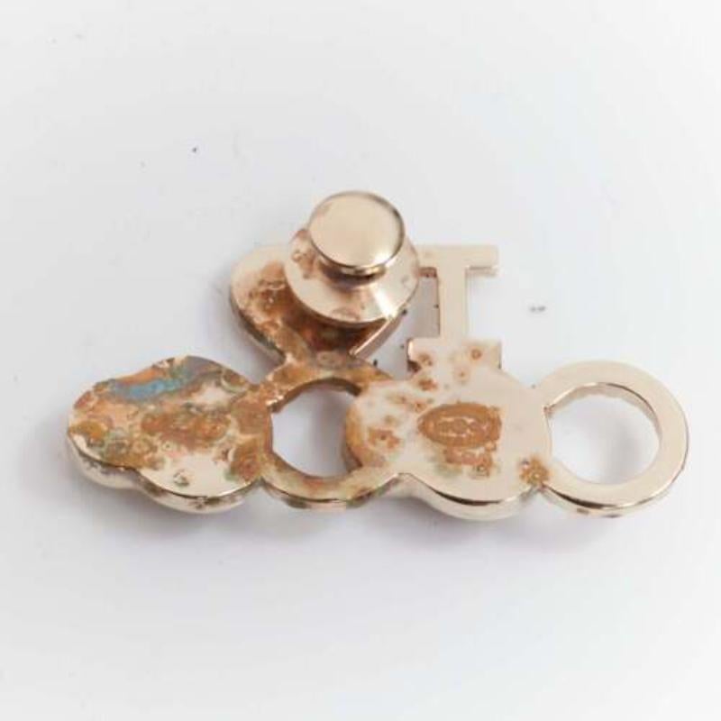 De las mujeres CHANEL 2017 I Love Coco broche de oro rosa corazón verde lima perla de imitación en venta