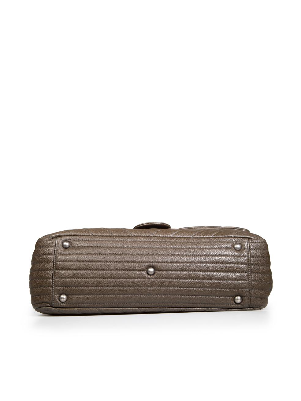 Chanel 2017 Khaki Calfskin Chevron XXL Travel Bag In Good Condition In London, GB