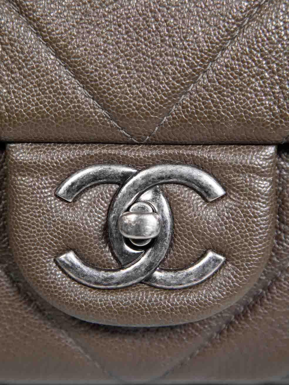 Chanel 2017 Khaki Calfskin Chevron XXL Travel Bag 1