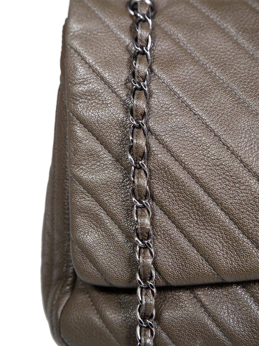 Chanel 2017 Khaki Calfskin Chevron XXL Travel Bag 2