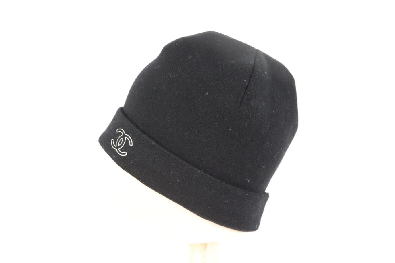 Chanel 2017 Logo Printed Cashmere Blend Beanie One Size In Excellent Condition In London, GB