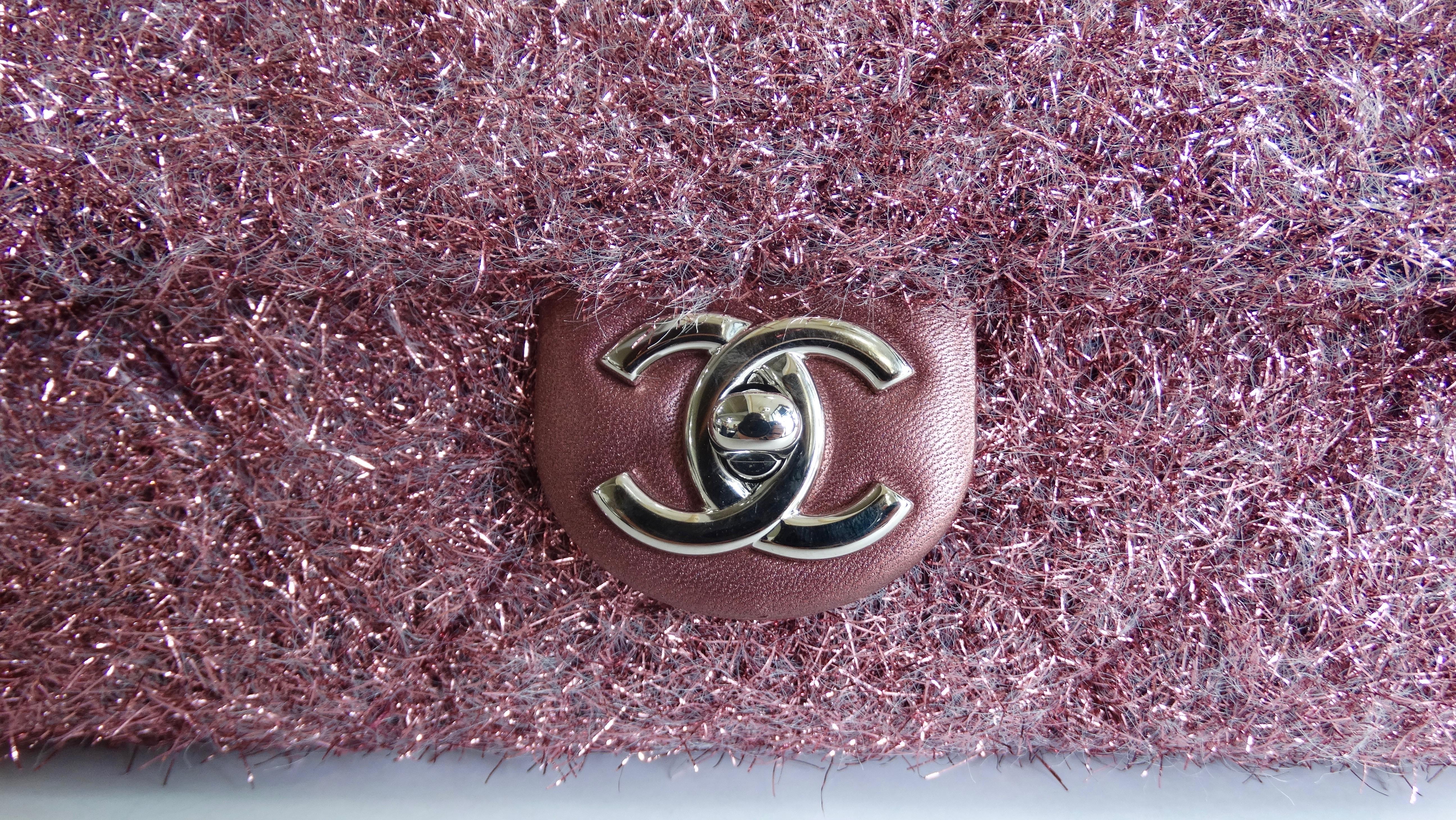 Pink Chanel 2017 Medium Pluto Glitter Single Flap