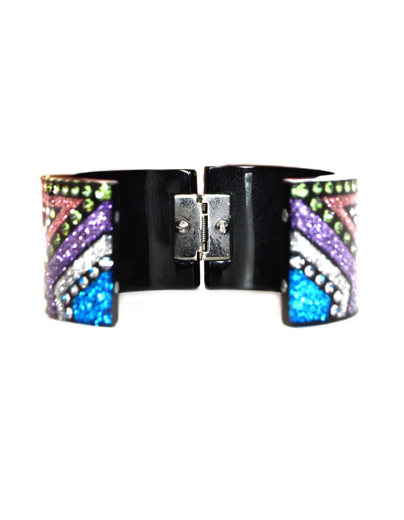 Chanel 2017 Multicolor Resin Glitter Star Cuff Bracelet In Excellent Condition In New York, NY