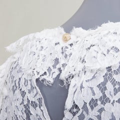 CHANEL 2017 Paris-Cosmopolite white open weave lace ruffle shirt blouse FR38 M