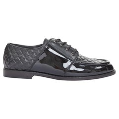 CHANEL 2017 Paris Havana matelasse quilted patent leather panel derby oxfords