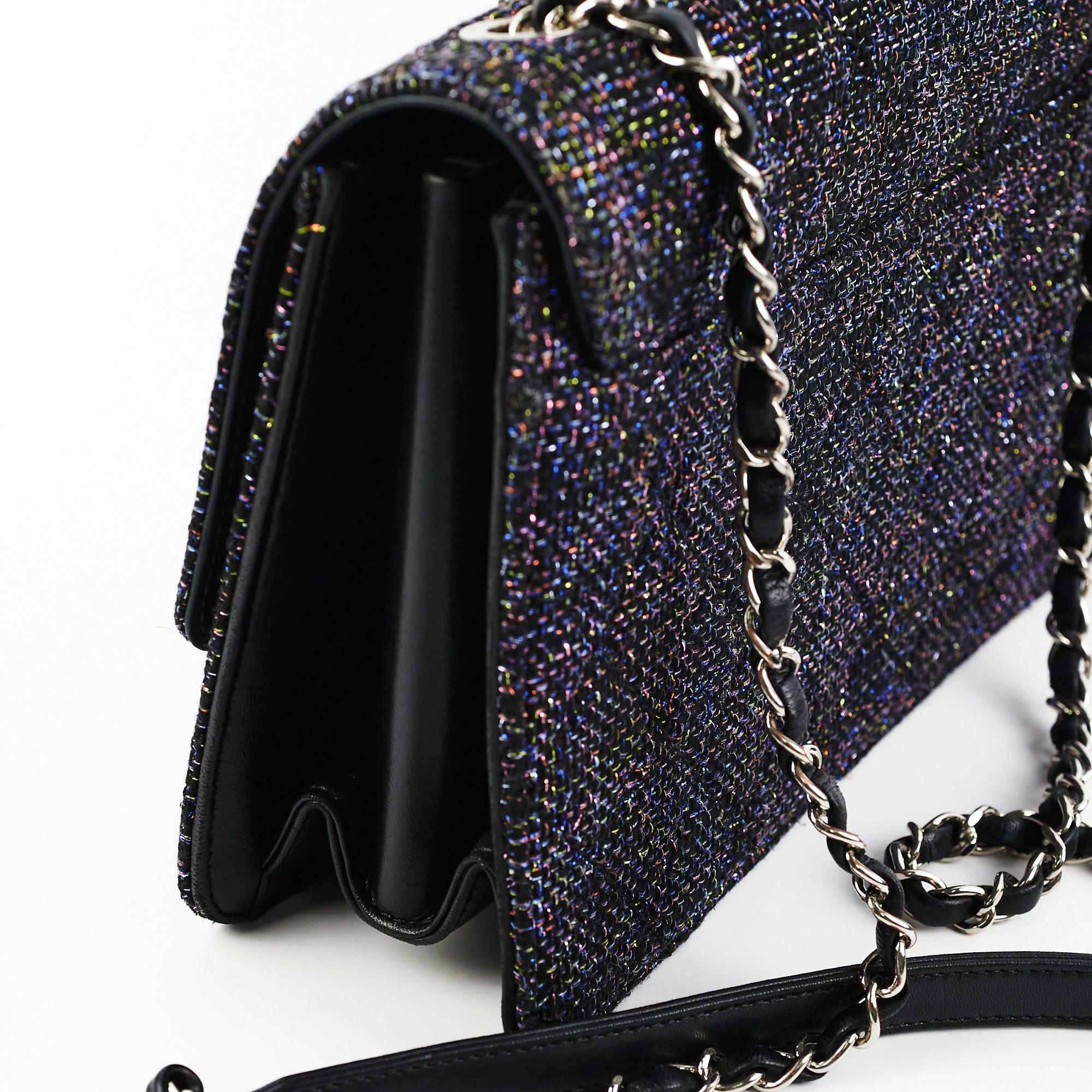 Chanel 2017  Rare Tweed Lambskin Quilted Beauty Lock Multicolor Black Flap Bag en vente 3