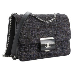 Chanel 2017  Rara borsa Tweed in pelle d'agnello trapuntata Beauty Lock Multicolore Black Flap