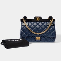 Chanel 2017 Reissue 2.55 Rare Hangel Aged Blue Leather Shoulder Bag