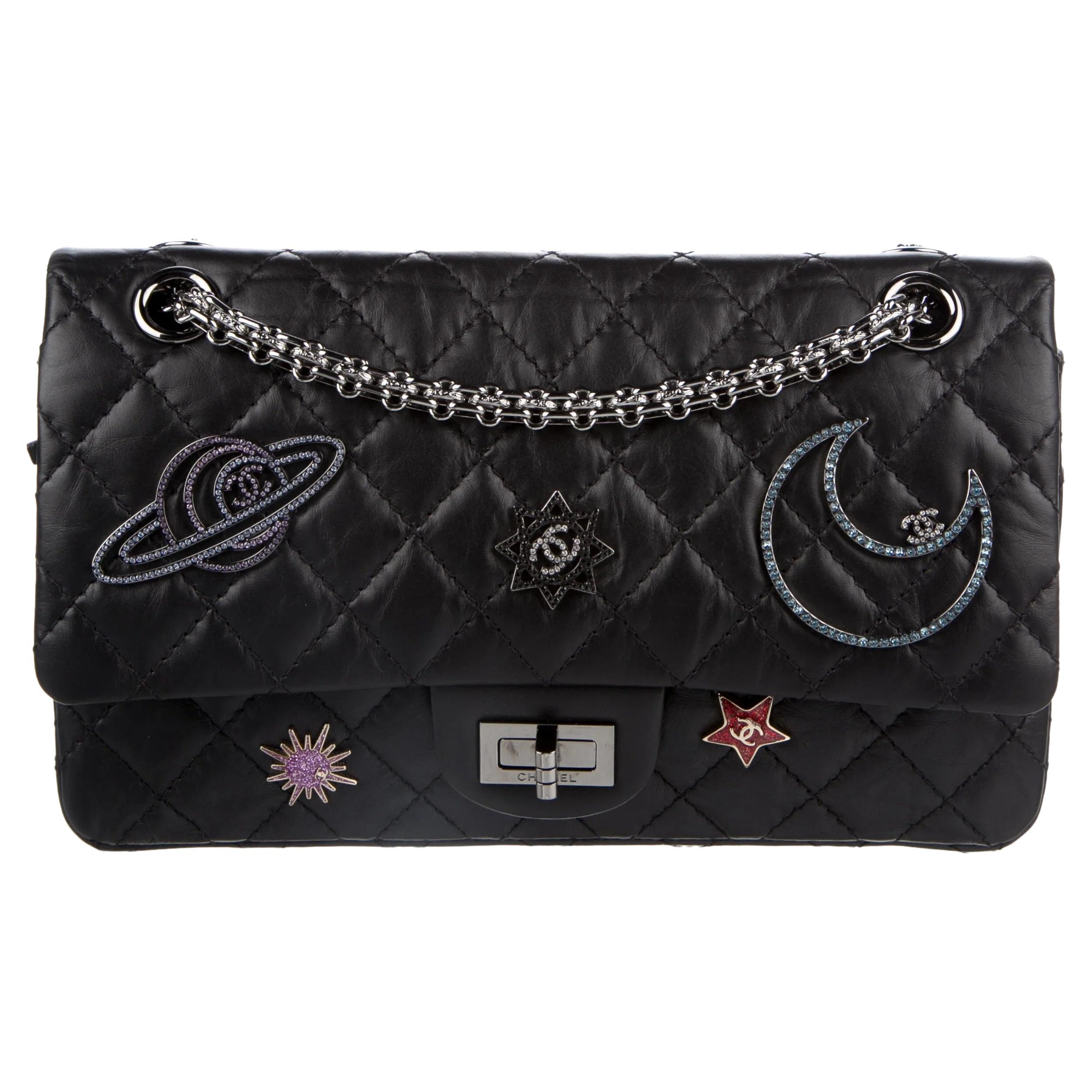 Black Chanel 2017 Space Reissue Charms Icons Mademoiselle Flap Bag Limited Edition For Sale