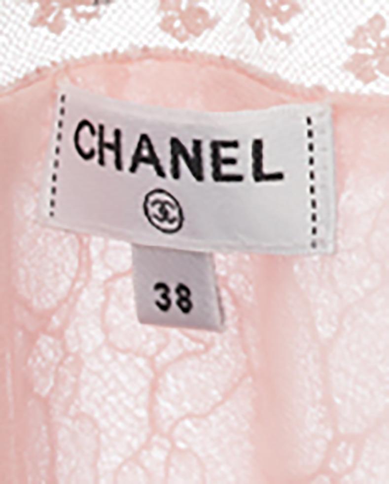 Chanel 2017 Spring Runway Light Pink Lace Strappy Slip Dress - 38 6