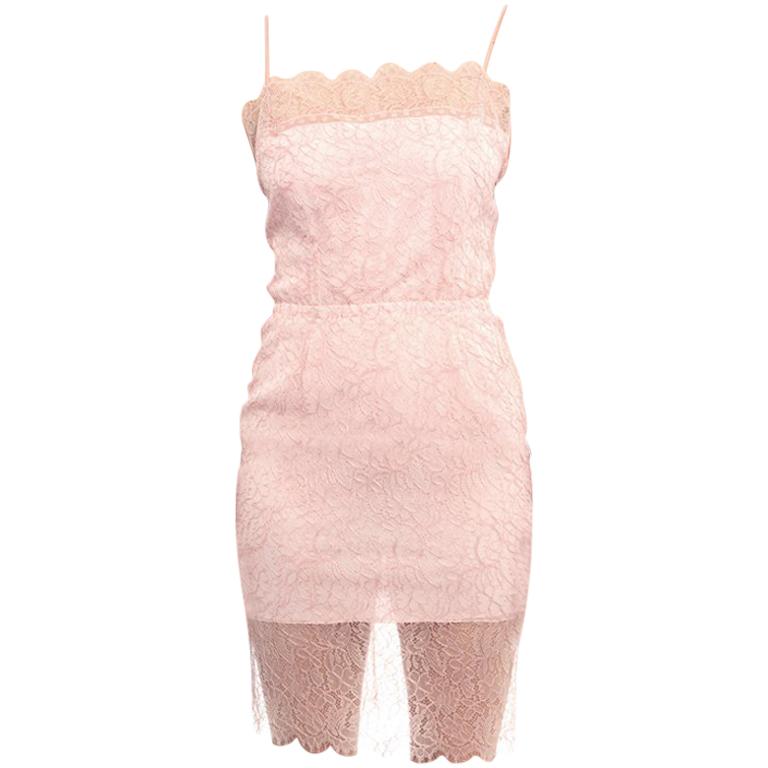 Chanel 2017 Spring Runway Light Pink Lace Strappy Slip Dress - 38 Chanel 2017 Spring Runway Light Pink Lace Strappy Slip Dress - 38