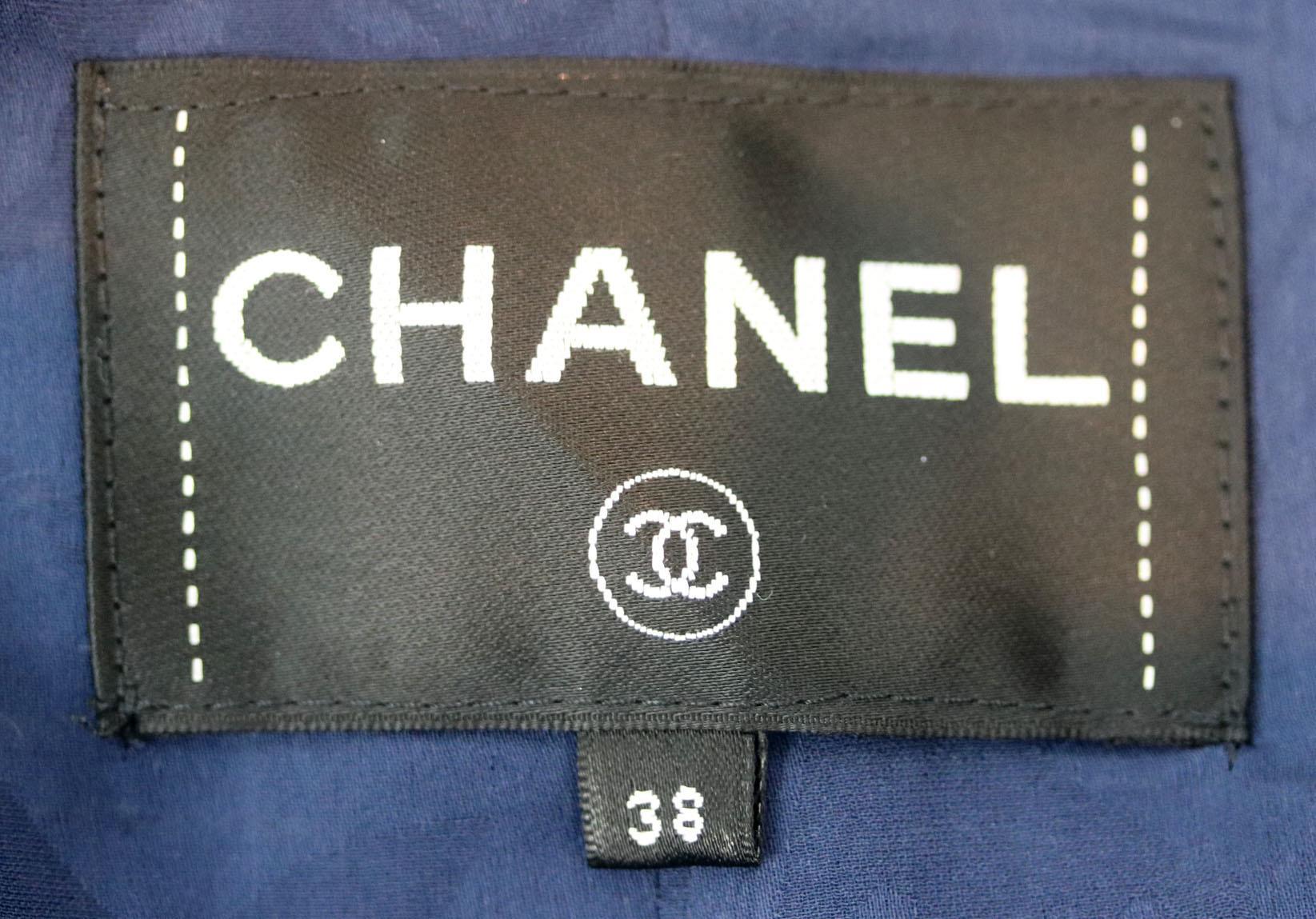 Chanel 2017 Striped Cotton Blend And Tweed Coat FR 38 UK 10 In Excellent Condition In London, GB