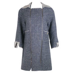 Chanel 2017 Striped Cotton Blend 
Tweed Coat