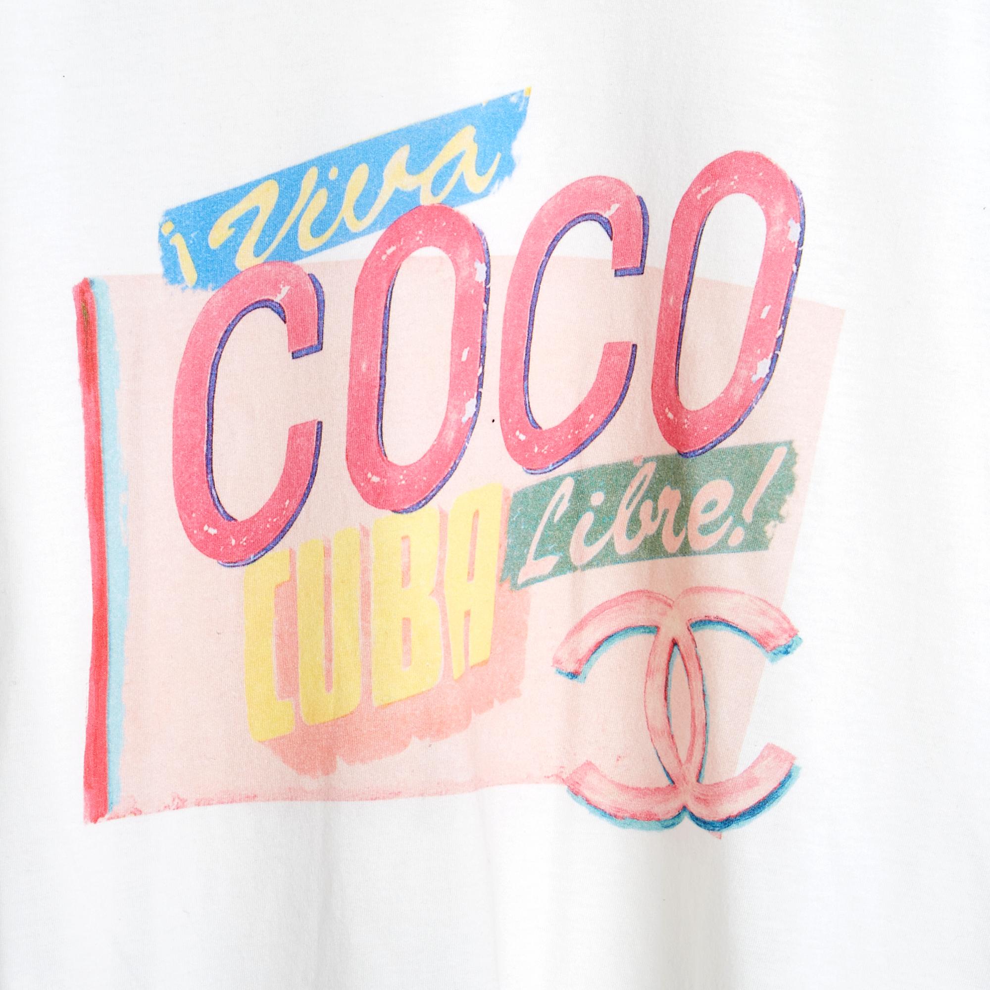 Gray Chanel 2017 Top FR40 Coco Cuba Baby Blue Iconic T Shirt Size L UK12 US10 Pristin For Sale