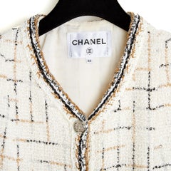 Chanel 2017 Veste Ecru Or Argent FR44 Iconic Ecru Gold Tweed Jacket UK16 US12