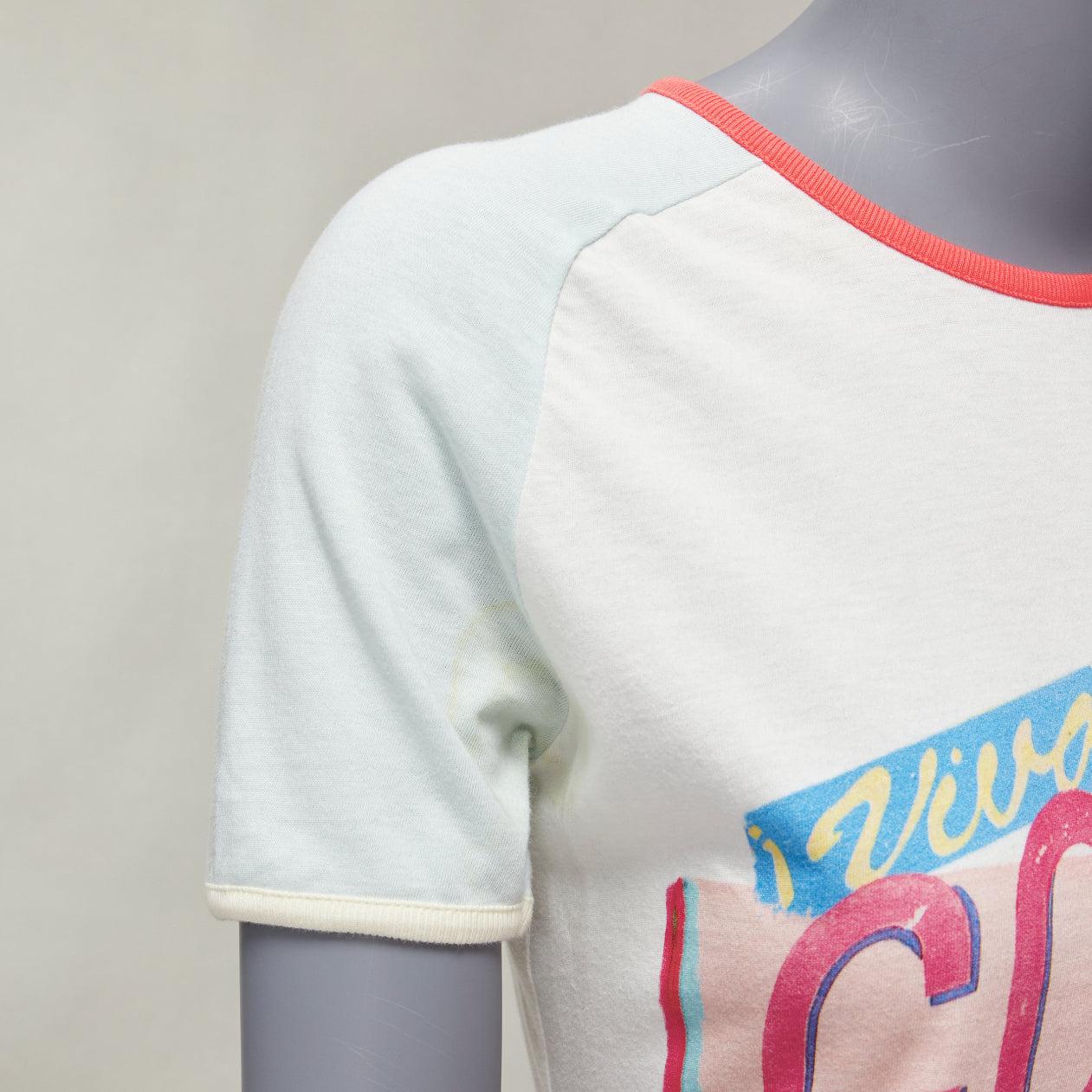 CHANEL 2017 Viva Coco Cuba logo print cotton ringer tshirt XS For Sale 5