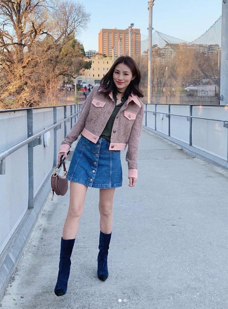 Chanel 2018 Ad Campaign Tweed and Denim Jacket