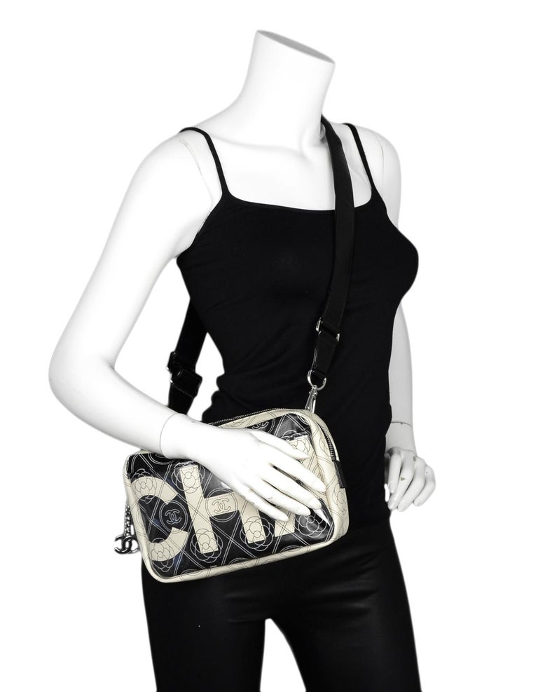 Chanel 2018 Beige/Black Canvas/Leather CC Camelia Printed Belt Bag ...