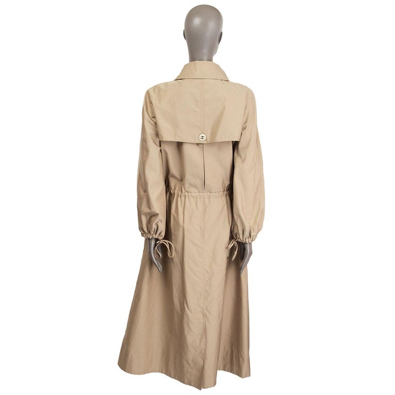 CHANEL 2018 beige cotton Drawstring Trench Coat Jacket 38 S at 1stDibs