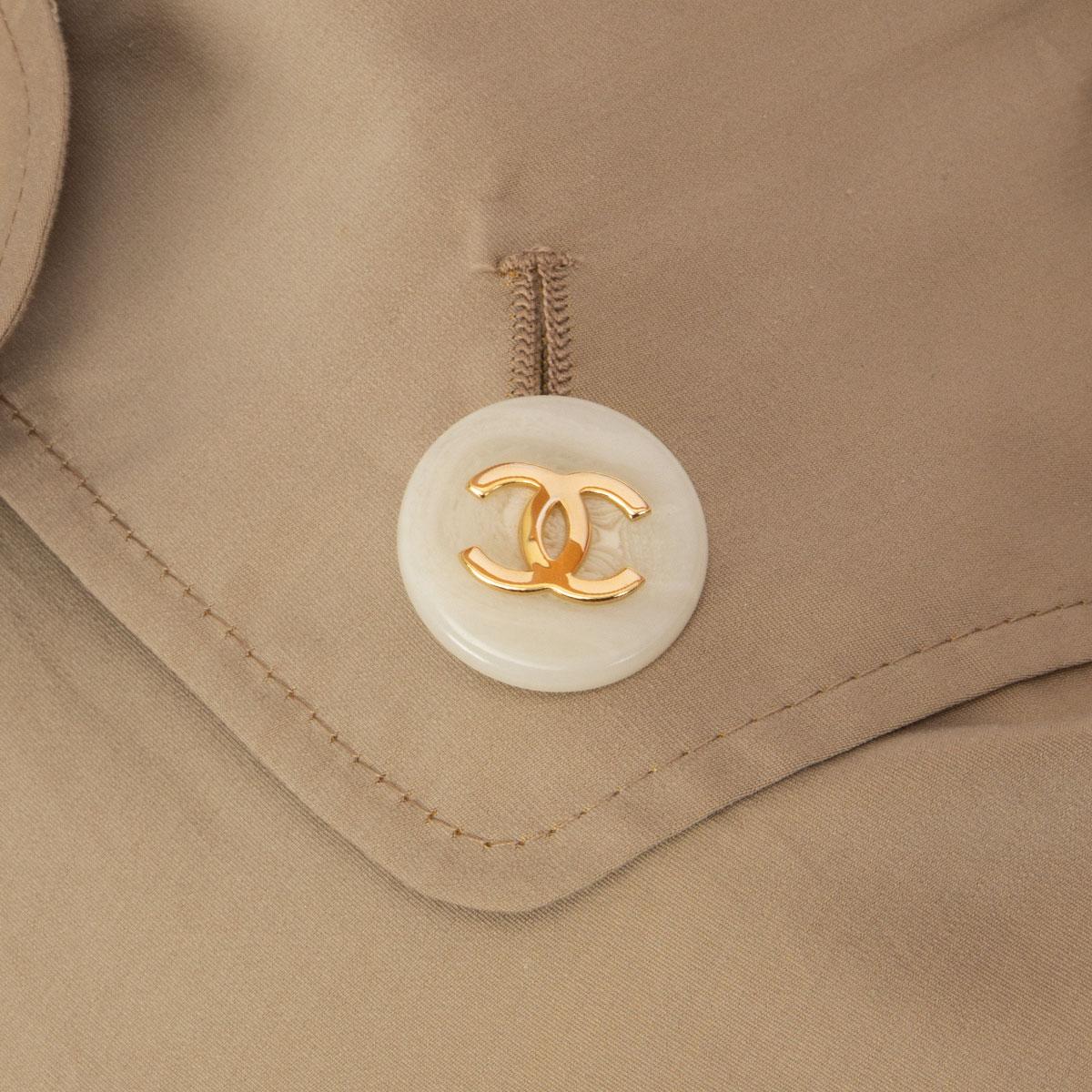 Beige CHANEL 2018 beige cotton Drawstring Trench Coat Jacket 38 S