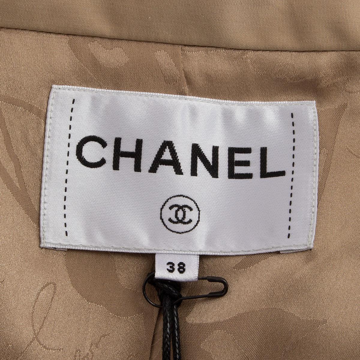 Women's CHANEL 2018 beige cotton Drawstring Trench Coat Jacket 38 S
