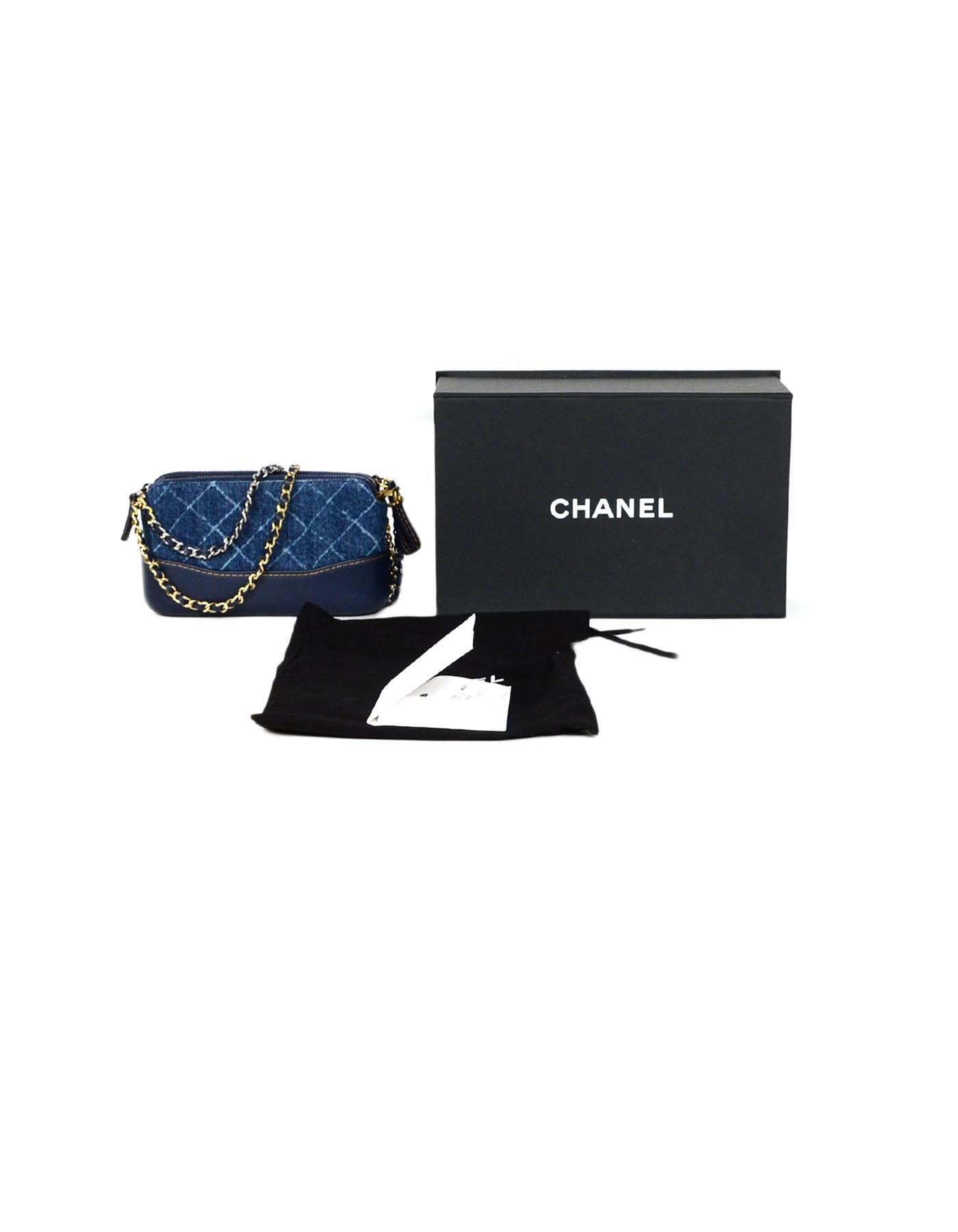 Chanel 2018 Blue Denim Quilted Small Gabrielle Clutch with Chain Crossbody Bag 3