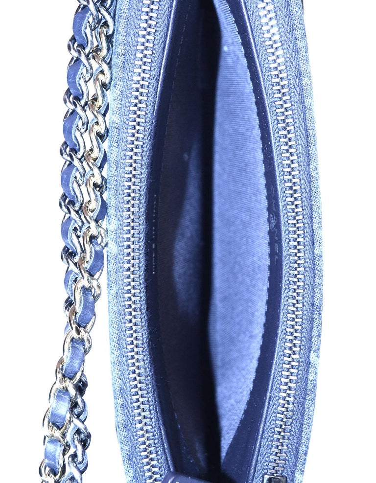 Chanel 2018 Blue Denim Quilted Small Gabrielle Clutch with Chain Crossbody Bag For Sale at 1stDibs