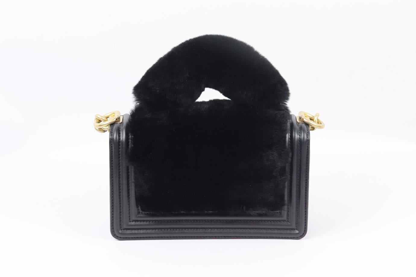 Chanel 2018 Boy Small Orylag Fur And Leather Shoulder Bag In Excellent Condition In London, GB