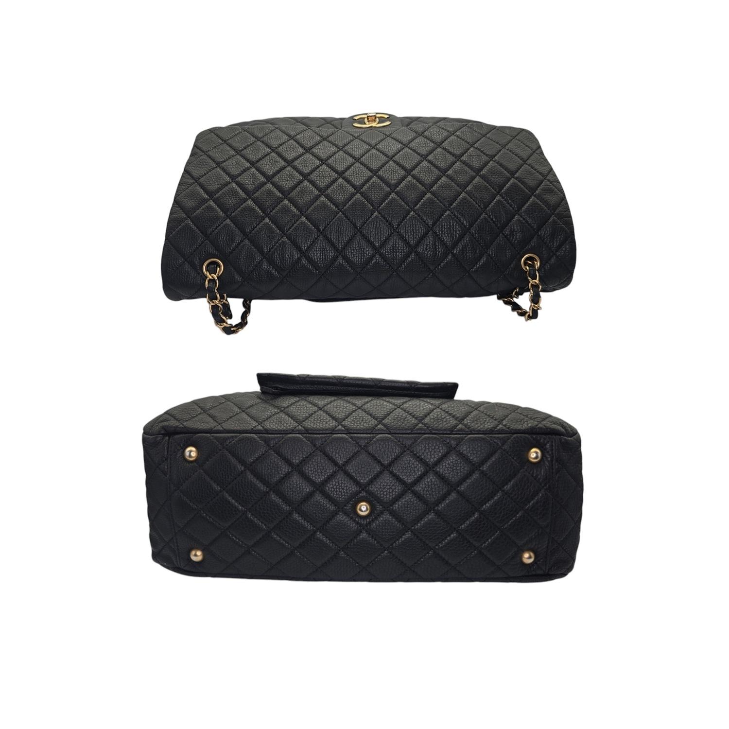 Chanel 2018 Calfskin Quilted XXL Travel Flap Bag Black 1