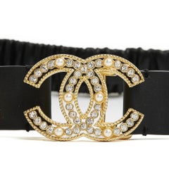 Chanel 2018 Ceinture Cuir Noir T75 Black Leather CC CHANEL script Belt 30 inches