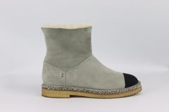 Chanel 2018 Detaillierte Shearling gefütterte Wildlederstiefeletten Eu 38 Uk 5 Us 8
