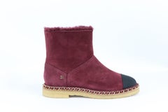 Chanel 2018 Detaillierte Shearling gefütterte Wildlederstiefeletten Eu 38 Uk 5 Us 8