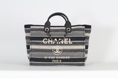 Chanel 2018 Deauville Medium Canvas And Leather Tote Bag