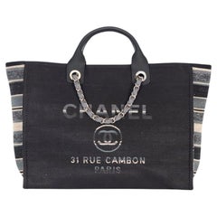 Used Chanel 2018 Deauville Medium Canvas And Leather Tote Bag