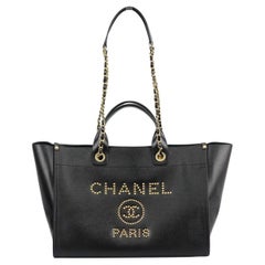 CHANEL Canvas Large Deauville Tote Ivory 328122