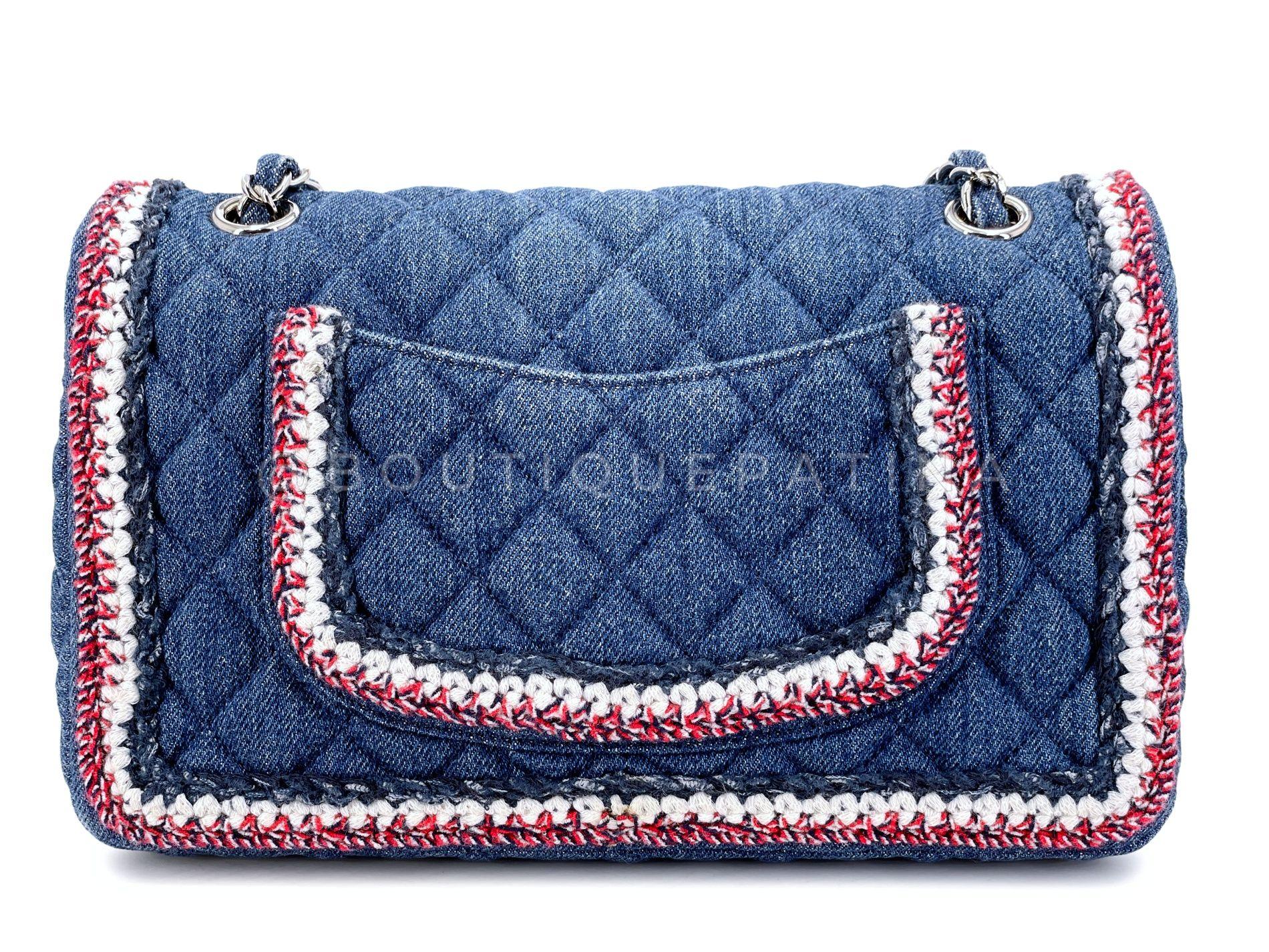 Chanel 2018 Framed Denim Medium Classic Flap Bag SHW 67966 For Sale 1