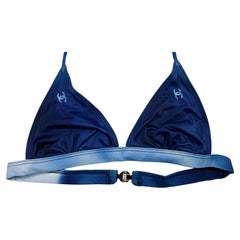 Chanel 2018 Gradient Blue Coco Mark Two-Piece Bikini Set