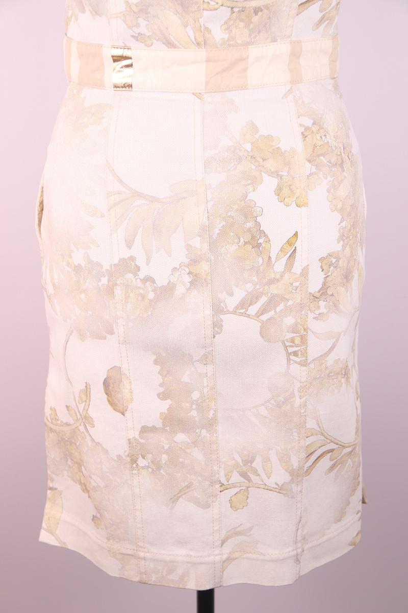 Chanel 2018 Greece Gold Leather White Denim Mini Dress For Sale 6