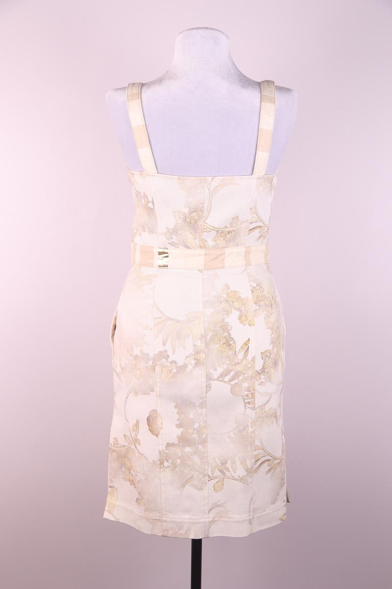 Chanel 2018 Greece Gold Leather White Denim Mini Dress 
size 36

good condition, see photos, there are some nuances

Armpits: 40 cm / 15.75 in
Hips: 45 cm / 17.72 in
Length: 91 cm / 35.83 in