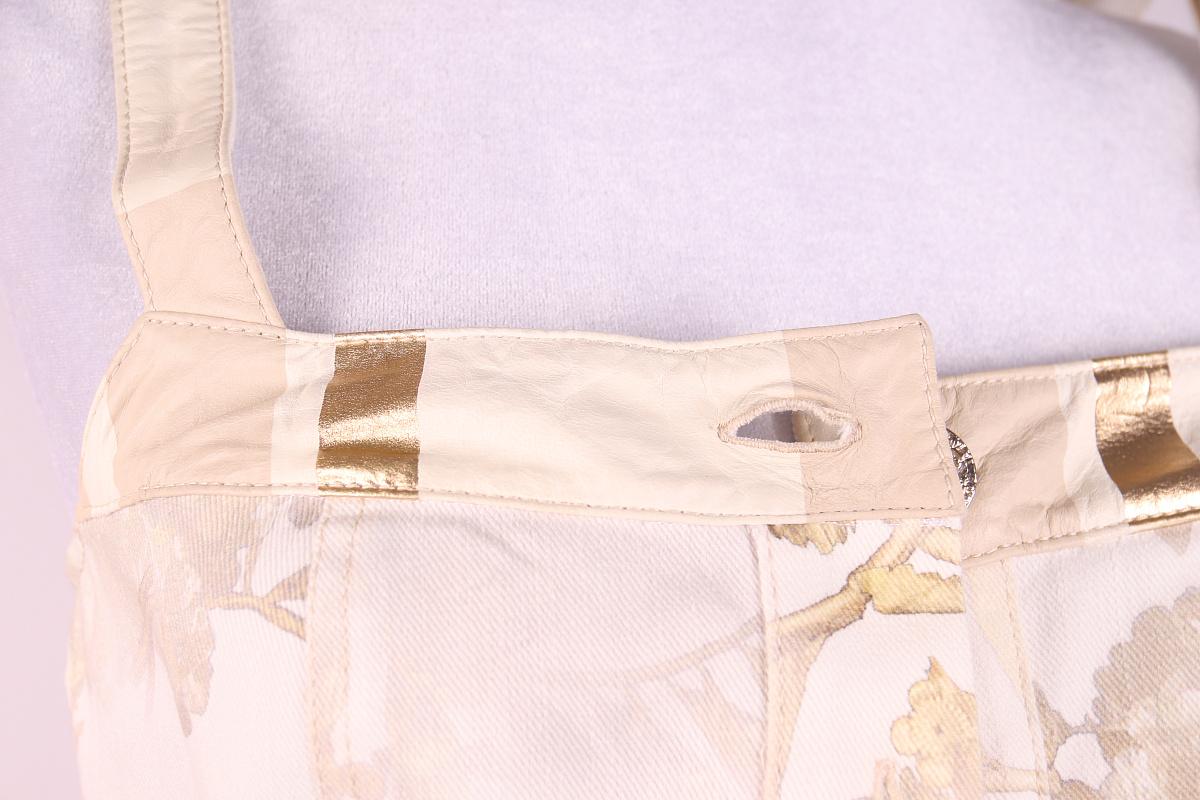 Women's Chanel 2018 Greece Gold Leather White Denim Mini Dress For Sale